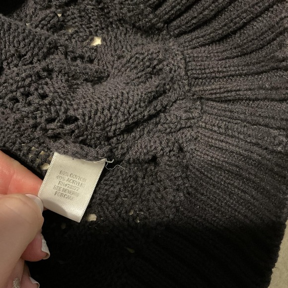 Sonoma Cardigan Sweater Womens XLargeBlack Open Front Crochet Knit Short Sleeve - Picture 3 of 8